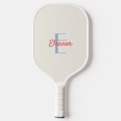 Elegant Creme-monogramm Anfangsbuchstabe Name Pickleball Schläger (Rückseite)