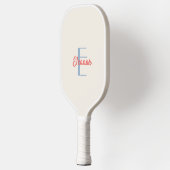 Elegant Creme-monogramm Anfangsbuchstabe Name Pickleball Schläger (Links)