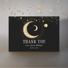 Elegant Crescent Moon Celestial Gold Vielen Dank Dankeskarte