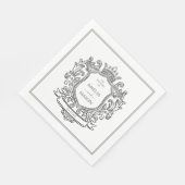 Elegant Crest Black and White Paper Wedding Serviette (Ecke)