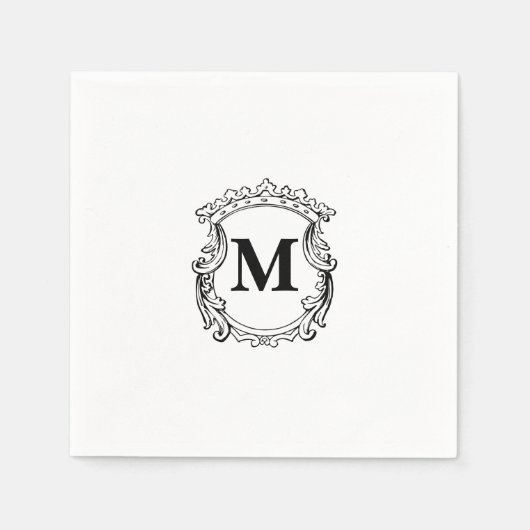 Elegant Crest Custom Monogram  Serviette (Vorderseite)