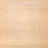 Elegant Crest Monogram Luxury Wedding Acryleinladungen (Vorderseite)