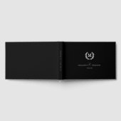 Elegant Crest Monogram Wedding Black Gästebuch (Voll)