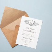 Elegant Crest Monogram Wedding Invitation Einladung