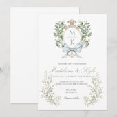 Elegant Crest Monogram Wedding Invitation Einladung (Vorne/Hinten)