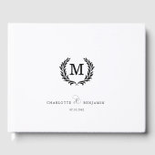 Elegant Crest Monogram Wedding White Gästebuch (Vorderseite)