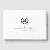 Elegant Crest Monogram Wedding White Gästebuch (Vorderseite)