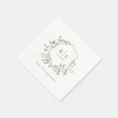 Elegant Crest Sage Watercolor Wedding Logo Serviette (Ecke)
