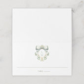 Elegant Crest w/ Sage Green Bow | Monogram Wedding Platzkarte (Außenseite Aufgefaltet)