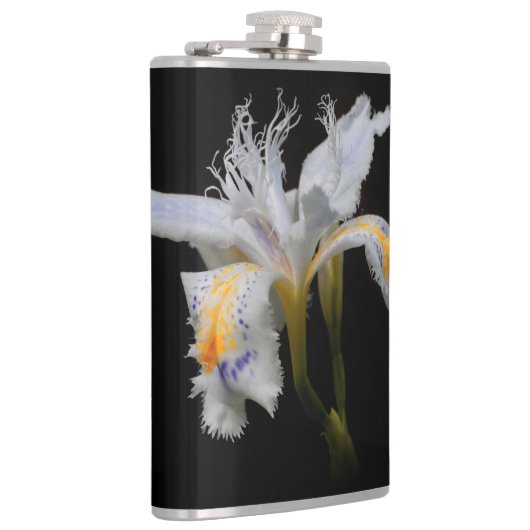 Elegant Crested Iris White Floral Flachmann (Rechts)