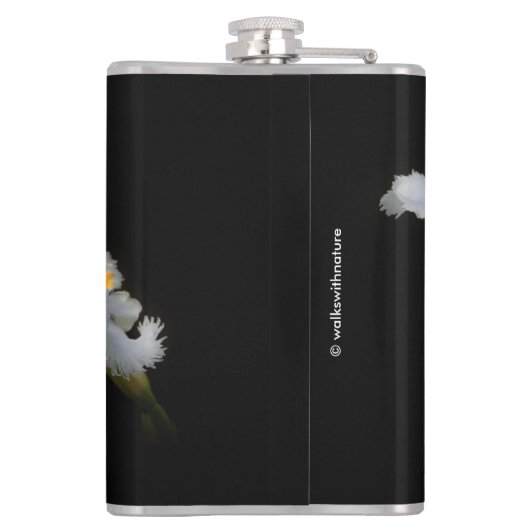 Elegant Crested Iris White Floral Flachmann (Rückseite)