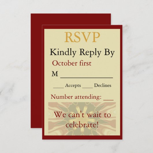 Elegant Crimson and Cream Starburst Design Traditi (Vorne/Hinten)