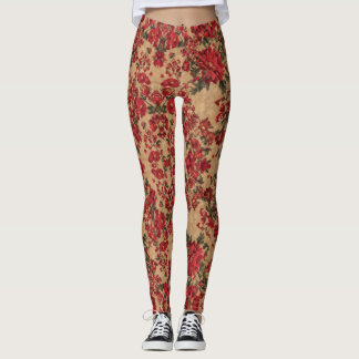 Elegant Crimson Floral | von Asarteon Leggings