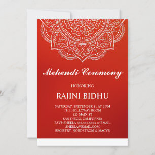 Elegant Crimson Paisley Indian Mehndi Zeremonie