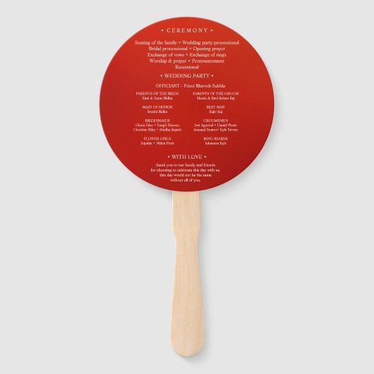 Elegant Crimson Paisley Indian Wedding Program Fächer (Rückseite)