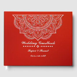 Elegant Crimson Paisley Mandala Gästebuch