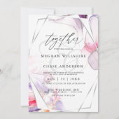 Elegant Crimson Pink und Lilac Fluid Ink Einladung (Vorderseite)