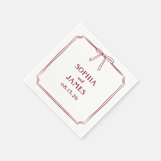 Elegant Crimson Red Simple Classic Bow Wedding Serviette (Ecke)