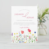 Elegant Crimson Red Wildblumen Hochzeit Einladung (Stehend Vorderseite)