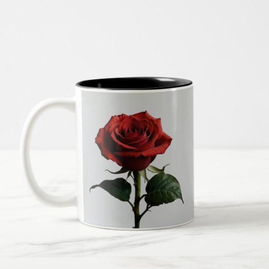 Elegant Crimson Rose Zweifarbige Tasse (Links)