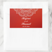 Elegant Crimson White Indian Paisley Wedding Rechteckiger Aufkleber (Tasche)