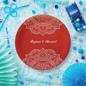 Elegant Crimson White Mandala Indian Hindu Wedding Pappteller (Party)