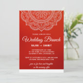 Elegant Crimson White Paisley Wedding Brunch Einladung (Stehend Vorderseite)
