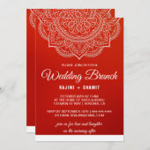 Elegant Crimson White Paisley Wedding Brunch Einladung (Vorne/Hinten)