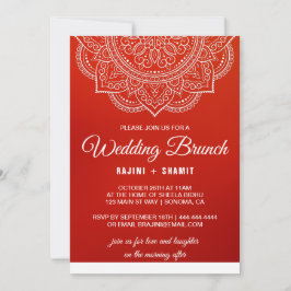 Elegant Crimson White Paisley Wedding Brunch Einladung