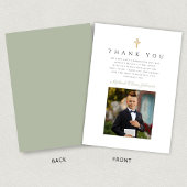 Elegant Cross Boy First Communion Dankeskarte