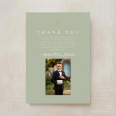 Elegant Cross Boy First Communion Dankeskarte