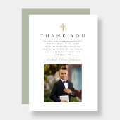 Elegant Cross Boy First Communion Dankeskarte