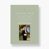 Elegant Cross Boy First Communion Dankeskarte