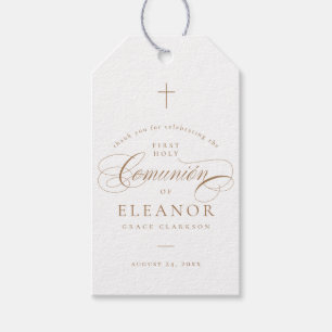 Elegant Cross Calligraphy Communion Bevorzugung Geschenkanhänger