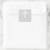 Elegant Cross First Heilige Kommunion Gunst Quadratischer Aufkleber (Tasche)