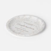 Elegant Cross Floral Confirmation Thank You Pappteller (Schrägansicht)