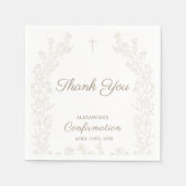 Elegant Cross Floral Confirmation Thank You Serviette (Vorderseite)