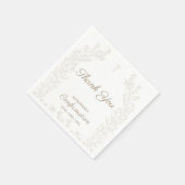 Elegant Cross Floral Confirmation Thank You Serviette (Ecke)