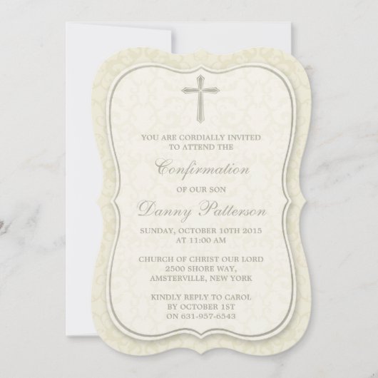Elegant Cross Heilige Kommunion oder Bestätigung Einladung (Vorderseite)