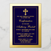 Elegant Cross Heilige Kommunion oder Bestätigung r Folieneinladung (Vorderseite)