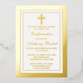 Elegant Cross Heilige Kommunion oder Bestätigung r Folieneinladung (Vorderseite)