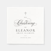 Elegant Cross Script Calligraphy Christening Serviette (Vorderseite)