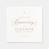 Elegant Cross Script Calligraphy First Communion Serviette (Vorderseite)