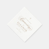 Elegant Cross Script Calligraphy First Communion Serviette (Ecke)