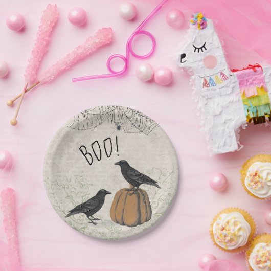 Elegant Crow Halloween Pappteller (Party)