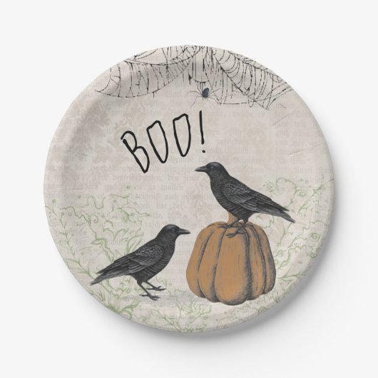 Elegant Crow Halloween Pappteller (Vorderseite)