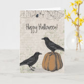 Elegant Crow Happy Halloween Karte (Gelbe Blume)