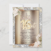 Elegant Crown Flowers Sparkle Glitter Sweet 16 Einladung (Vorderseite)