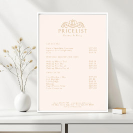 Elegant Crown Logo Blush Beige Salon-Preisliste Poster