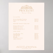Elegant Crown Logo Blush Beige Salon Price List Poster (Vorne)